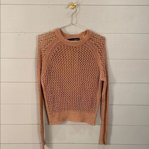 360 Sweater Italian yarn dusty rose loose knit linen silk blend medium